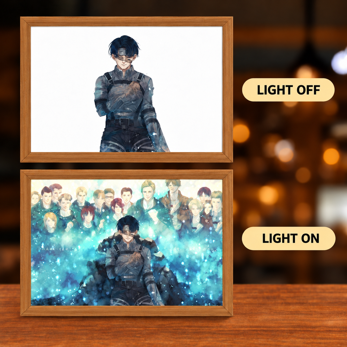 Always With You illuminated anime art — light off and light on comparison