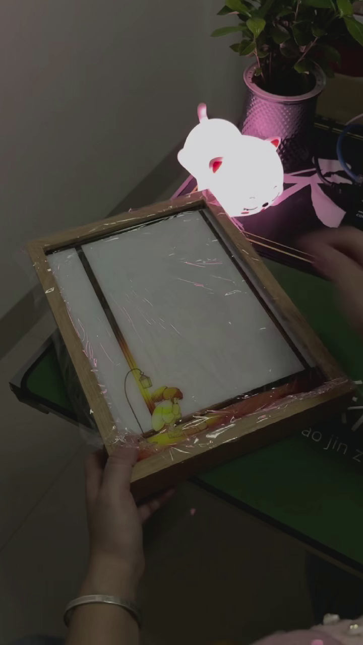 Spirited Away Hidden Memories illuminated art — light-off to light-on demonstration with One Summer's Day background music