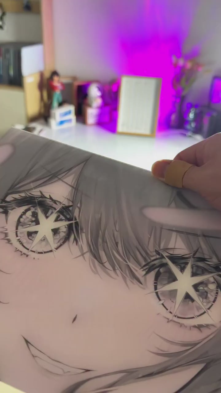 Ai Hoshino Starlit Eyes illuminated art — light-off to light-on product demonstration