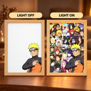 Shinobi Bonds Naruto inspired illuminated art — light off Naruto portrait and light on shinobi ensemble