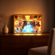 Will of Fire Naruto-inspired illuminated art displayed in a warm room